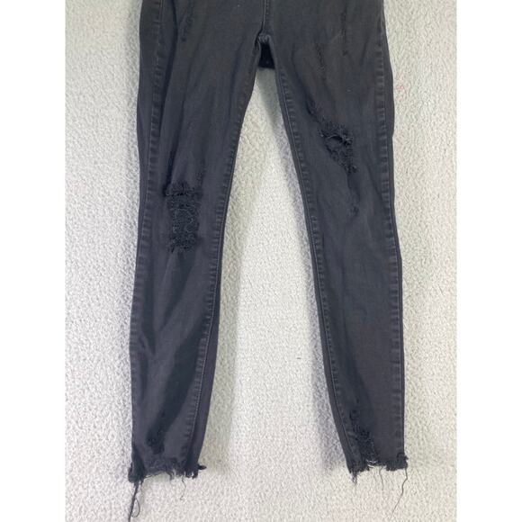 Women's Curvy High Rise Skinny Ankle Jeans Black Distressed Size 1 - Picture 4 of 9